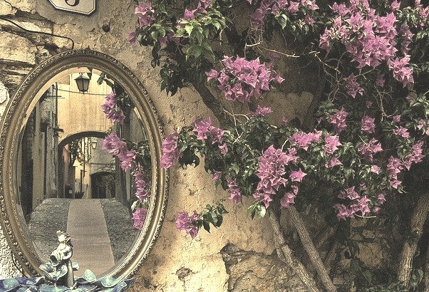 Mirror on the wall, streets of Cervo, Liguria, Italy