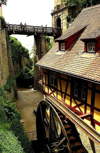 Old watermill near the city walls of Meersburg, southern Germany