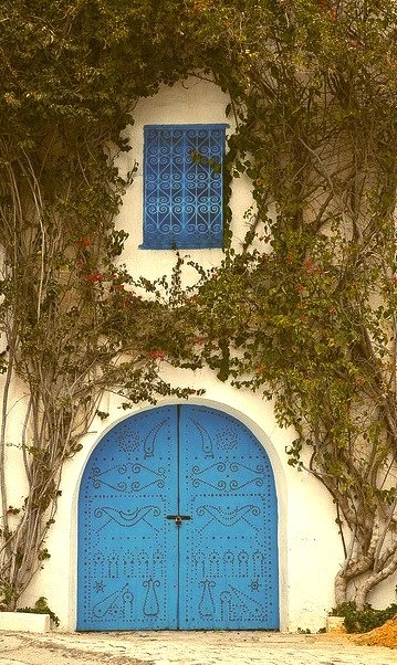 Typical blue door in Sidi Bou Said, Tunisia