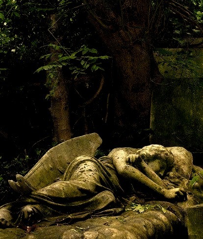 Sleeping angel at Highgate Cemetery in London, England
