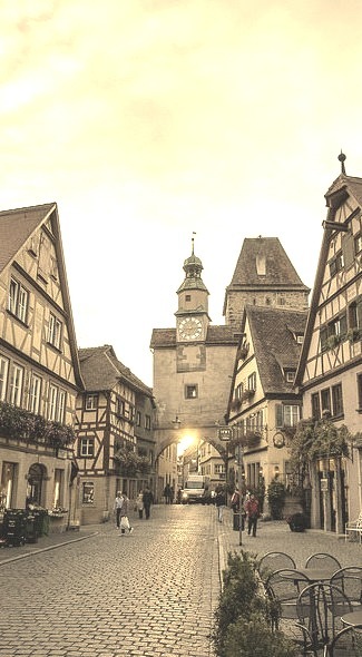 Picturesque streets of Rothenburg ob der Tauber / Germany
